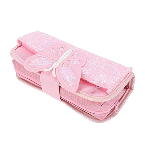 HAWILLOSCH Federmäppchen mit Schmetterlingsaufklebern großes Federmäppchen für Mädchen Make-up-Tasche mit Reißverschluss Federmäppchen Schreibwarentasche mit großer Kapazität von HAWILLOSCH