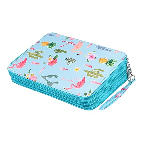HAWILLOSCH 1stück Großes Kapazitäts-federmäppchen Aus Pu Fächer Stilvolles Zeichentäschchen Für Stifte Und Malutensilien Für Schüler Und Künstler Flamingo von HAWILLOSCH