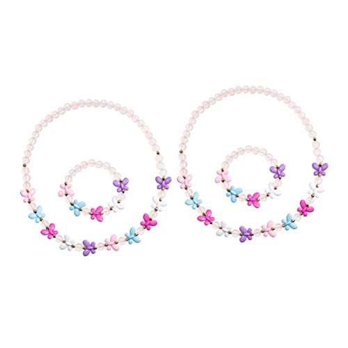 HAWILLOSCH 2 Sätze Schmuckset Teilig Perlen Halskette Armband mit Schmetterlingsmotiv für Mädchen Party Dekoration aus Hochwertigem Resin und Bequem für Jeden Alters von HAWILLOSCH
