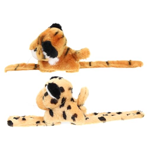 HAWILLOSCH 2 Stück Teiliges Plüsch tier snap armbänder Slap Bracelets Weiche Kuschelarmbänder Niedliches Dschungel motiv für Jungen Mädchen Spielerisches Kinderarmband von HAWILLOSCH