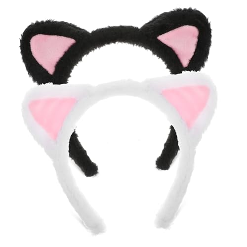 HAWILLOSCH 2stücke Katzenohren Haarbänder Fuzzy Und Plüschige Stirnbänder Für Erwachsene Für Makeup Skincare Und Cosplay Weiche Und Einstellbare Tierohren Haarschmuck von HAWILLOSCH