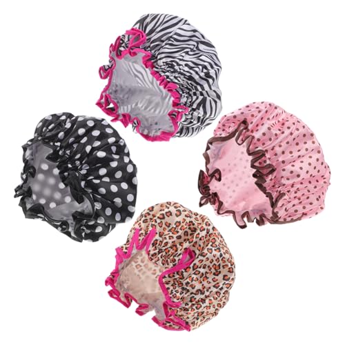 HAWILLOSCH 4stücke Wiederverwendbare Wasserdichte Duschhauben Für Erwachsene Doppellagige Farbenfrohe Badekappen Zum Schutz Haare Beim Duschen Make-up Und Spa Für Damen Und Herren von HAWILLOSCH