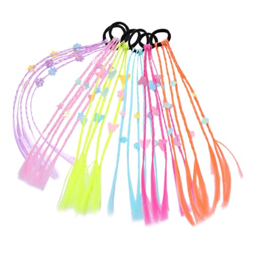 HAWILLOSCH 6stücke Junge Mädchen Mädchen Haarverlängerung Bunte Geflochtene Perücken Pferdeschwanz Haarbands Headwear von HAWILLOSCH
