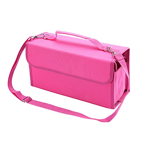 HAWILLOSCH Ergonomisches Design Marker Aufbewahrungstasche 80 Slots Heavy-Duty Nylon Mit Reißverschluss Tasche Schultergurt Rosy von HAWILLOSCH