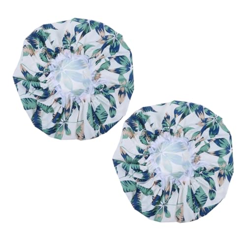 HAWILLOSCH 2stücke Duschhaube Wiederverwendbar Aus Eva Für Damen Mit Langem Haar Elastisches Band Mit Druck Bade-haarkappe Zum Schutz Vor Wasser von HAWILLOSCH