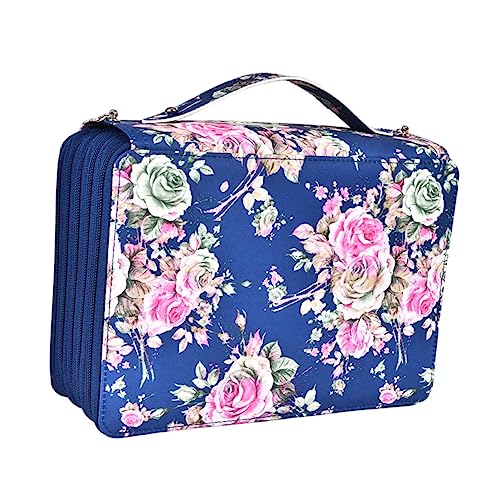 HAWILLOSCH Slots Bleistift Organizer Tasche Große Kapazität Zeichnungsstifte Aufbewahrung Für Künstler Und Studenten Praktisches Stilvolles Design Mit Rosenblauem Muster von HAWILLOSCH