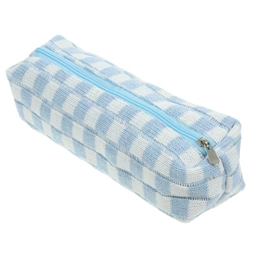 HAWILLOSCH Federmäppchen im Schachbrettmuster Zinn Student Federmäppchen wiederverwendbar schüleretui schreibwaren Organizer Make-up-Bleistiftbeutel Organizer Federmäppchen Polyester Sky-Blue von HAWILLOSCH
