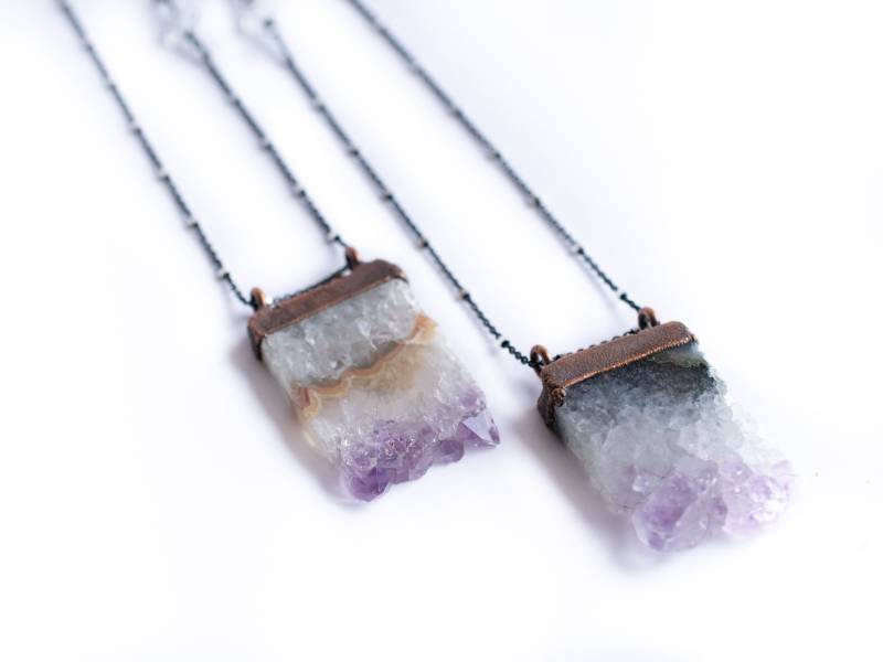 Amethyst Kristall Halskette | Roher Anhänger Elektrogeformte Rohe Kristallschmuck Geburtsstein von HAWKHOUSE