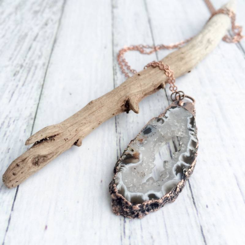 Druzy Achat Halskette | Geode Schmuck Kristall Natürliche Stein von HAWKHOUSE