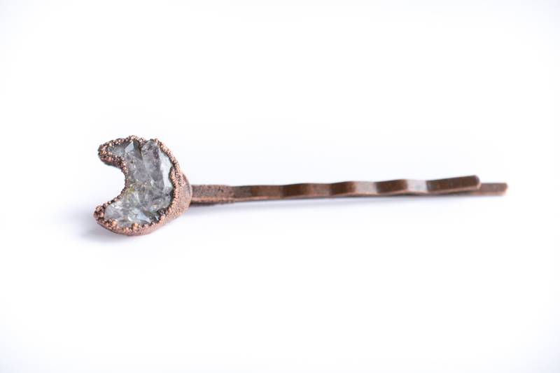 Druzy Mond Haarnadel | Quarz Rohe Kristall von HAWKHOUSE