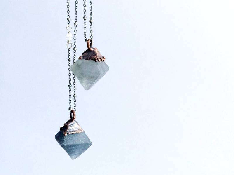 Fluorit Kristall Halskette | Roher Schmuck Sterling Silber Und Rohe Mineral von HAWKHOUSE
