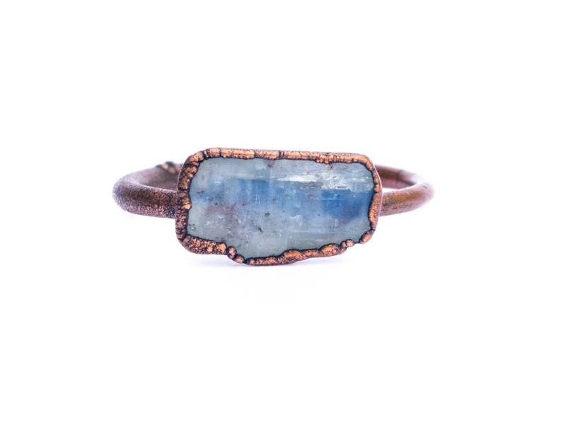 Kyanit Ring | Blauer Galvanisierter Mineralring Heilkristall Schmuck Barren von HAWKHOUSE