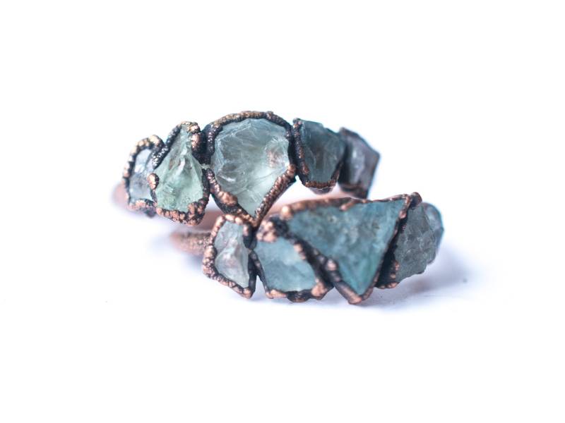 Multi Stein Ring | Roher Aquamarin Edelstein März Geburtsstein Schmuck von HAWKHOUSE