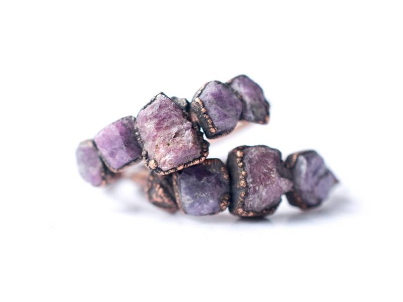 Multi Stein Ring | Roter Rubin Stapelring Echter Schmuck Natürlicher Roher Edelstein von HAWKHOUSE