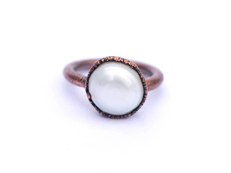 Perlenring | Perlen Stapelring Süßwasserperlen Ring Bio Edelstein Schmuck April Geburtsstein von HAWKHOUSE