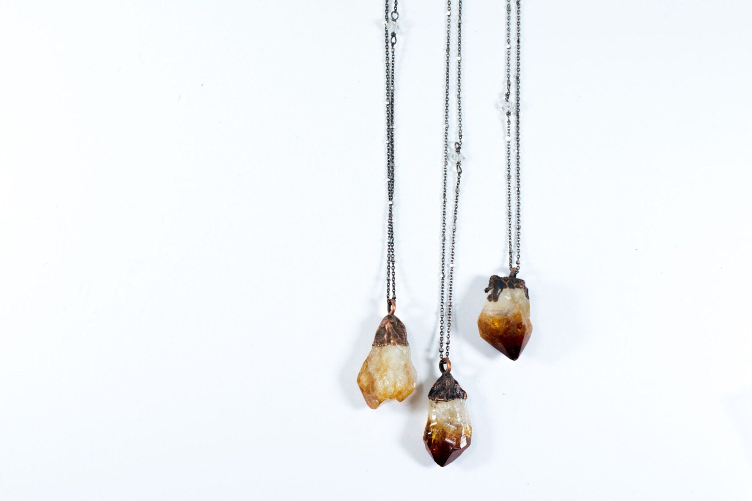 Rohe Citrin Halskette | Kristallanhänger An Sterling Silber Kette Roher Kristall von HAWKHOUSE