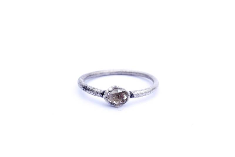 Roher Kristall Ring | Herkimer Diamant Galvanisierter Kristallquarz Bergkristall Statement von HAWKHOUSE