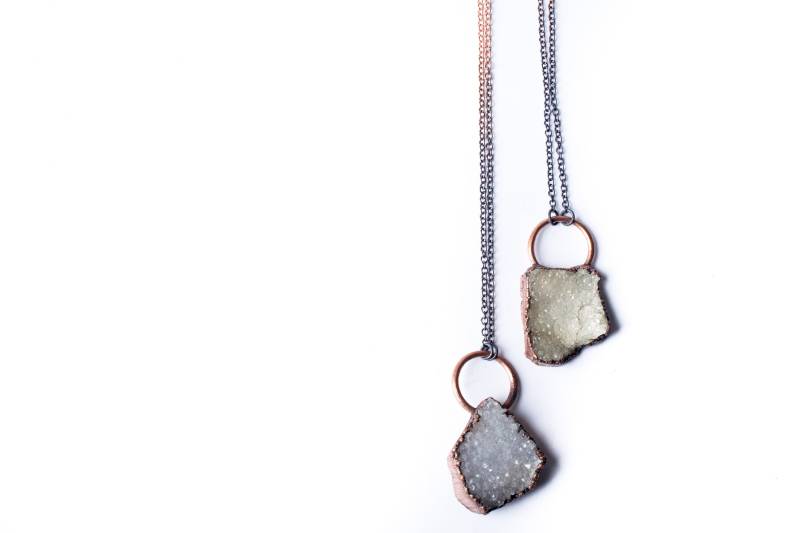 Sale Druzy Halskette | Kristall Elektrogeformte Rohe Roher Kristallschmuck Natürliche von HAWKHOUSE