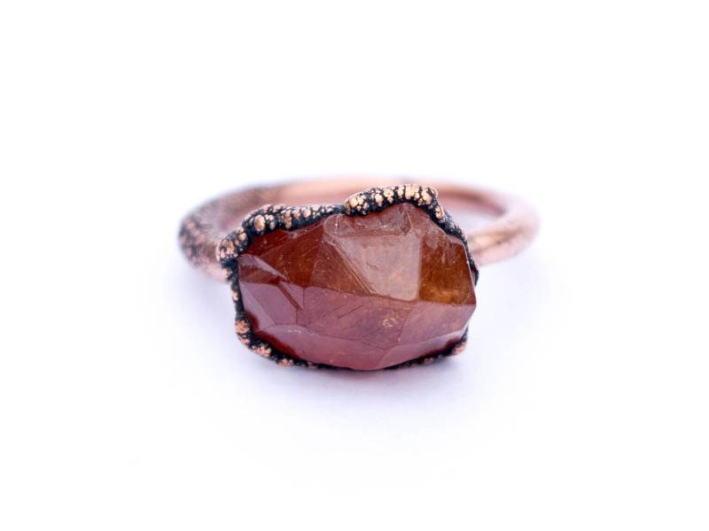 Sale Granat Ring | Oranger Galvanisierter Januar Geburtsstein Spessartin von HAWKHOUSE