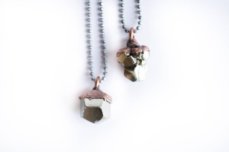 Sale Rohe Pyrit Kette | Galvanisierte Halskette Goldkette Des Narren Narr Goldschmuck von HAWKHOUSE