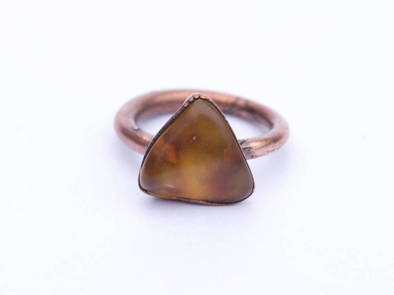 Sale Roher Bernsteinring | Kupfer Und Naturbernstein Rohstein Ring Rohbernsteinschmuck Mineral von HAWKHOUSE
