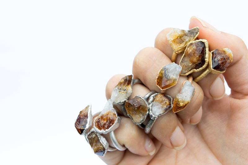 Sale Roher Citrin Ring | Natürlicher Kristall November Geburtsstein Echter Schmuck von HAWKHOUSE