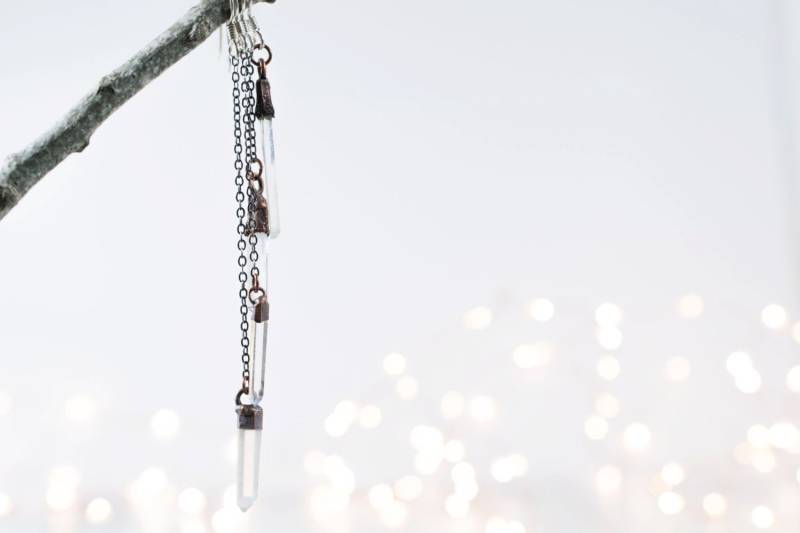 Sale Roher Kristall | Quarzkristall Ohrringe Quarz-Punkt Silber Rohe Mit Quarz von HAWKHOUSE