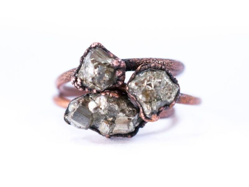 Sale Roher Pyrit-Ring | Narrengoldschmuck Fool's Gold Ring Ungeschliffener Pyrit Schmuck von HAWKHOUSE