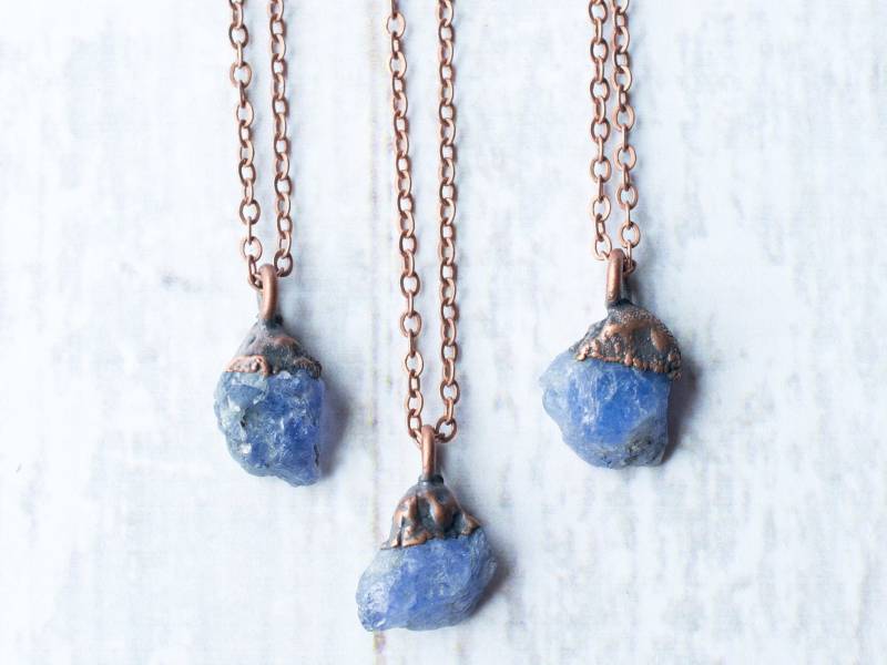 Tansanit Halskette | Rohstein Kupfer & Elektrogeformter Schmuck Geburtsstein von HAWKHOUSE