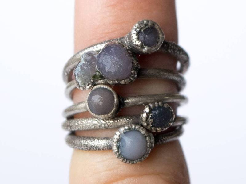 Trauben Achat Ring | Roher Traubenachat Kupfer Und Natürlicher Achatschmuck Rohstein Traubenachatschmuck Mineral von HAWKHOUSE