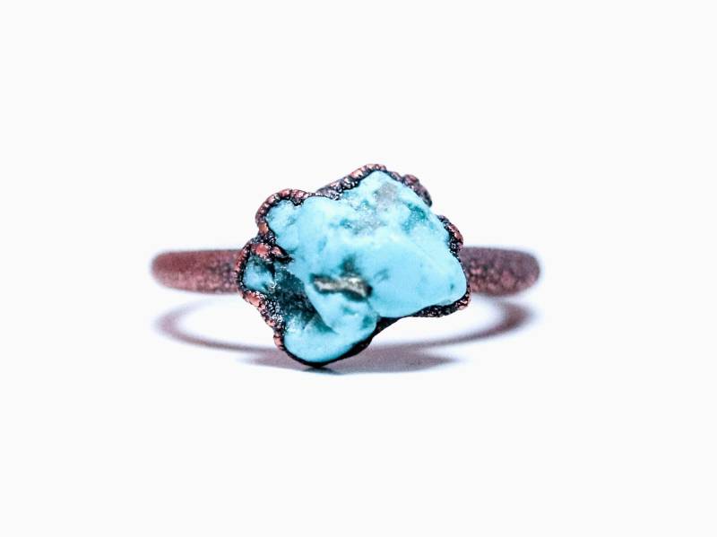 Türkis Nugget Ring | Roher Stapelring Stein Nevada Schmuck Bio Mineralring von HAWKHOUSE