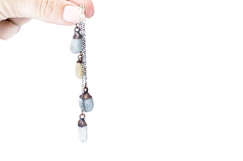 Verkauf Strandkiesel | Stein Ohrringe Kieselstein Silber Rohe Kiesel Baumeln von HAWKHOUSE