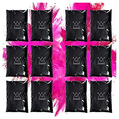 Hawwwy (12) 2,5oz buntes Pulver für Holi Festival,Gender Reveal Powder Burnout Baby Girl Ankündigung farbige Tannerite Überraschung Spaß Spiel Motorrad Auspuff Auto Reifen LKW(Mini-Beutel (alle rosa)) von HAWWWY