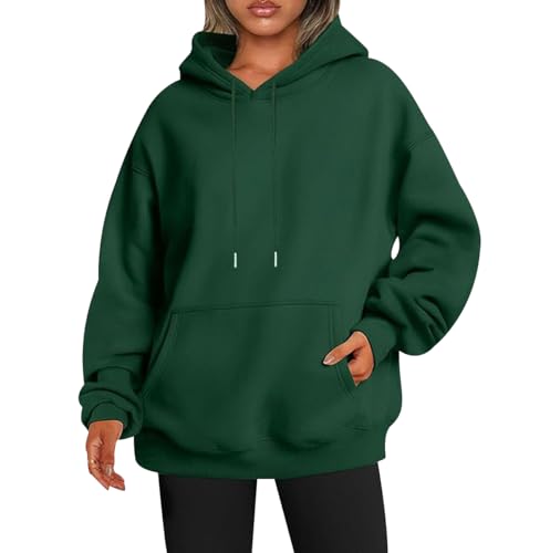 Damen Hoodie Kapuzenpullover Damen Kapuzenpulli Sweatshirt Damen Oversized Kapuzen Hoodie Damen Frauen Uni Basic Oversize Pullover Hoody Damen Kuschel Pulli Hoodies Sweatshirts für Damen Grün 4XL von HAXNOHEY