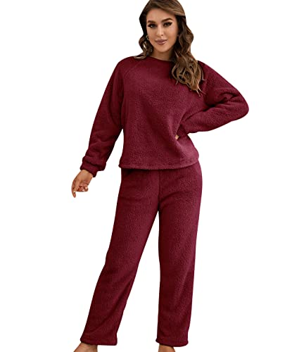 Flies Hausanzug Damen Kuschelig Freizeitanzug Loungewear Damen Set Tracksuit Women Fleece Hausanzug Frauen Große Größen Damen-Hausanzug Modern Freizeitanzüge für Frauen Trainingsanzug Damen Rot XL von HAXNOHEY