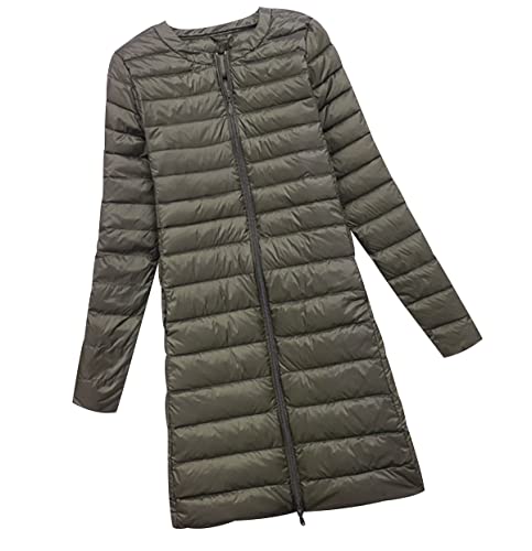 Lange Leichte Daunenjacke Damen Puffer Jacke Langer Leichter Daunenmantel Damen Lang Steppjacke Damen Leicht Down Jacket Women Federleichte Ultraleichte Daunenjacke Frauen Dünne Jacke Daunen Grün L von HAXNOHEY