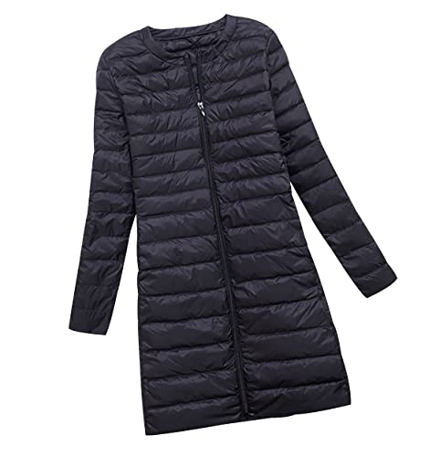 Lange Leichte Daunenjacke Damen Puffer Jacke Leichter Daunenmantel Damen Lang Steppjacke Damen Leicht Down Jacket Women Federleichte Ultraleichte Daunenjacke Frauen Dünne Jacke Daunen Schwarz 3XL von HAXNOHEY