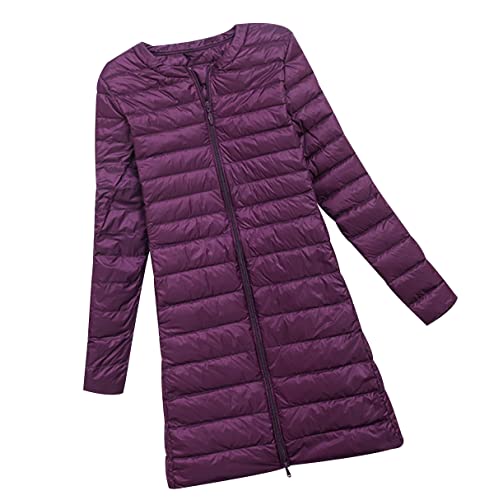 Lange Leichte Daunenjacke Damen Puffer Jacke Leichter Daunenmantel Damen Lang Steppjacke Damen Leicht Down Jacket Women Federleichte Ultraleichte Daunenjacke Frauen Dünne Jacke Daunen Violett XL von HAXNOHEY