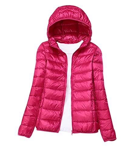 Leichte Daunenjacke Damen Puffer Jacke Damen Daunenmantel Lightweight Steppjacke Damen Leicht Down Jacket Women Federleichte Ultraleichte Kapuzen Daunenjacke Frauen Dünne Jacke Daunen Oversize Rosa L von HAXNOHEY