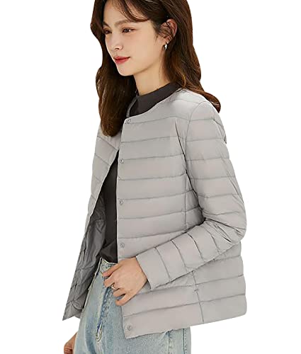 Leichte Daunenjacke Damen Puffer Jacke Damen Daunenmantel Lightweight Steppjacke Damen Leicht Packable Down Jacket Women Federleichte Ultraleichte Daunenjacke Frauen Jacke Daunen Oversize Grau 3XL von HAXNOHEY