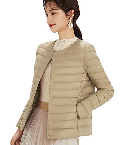 Leichte Daunenjacke Damen Puffer Jacke Damen Daunenmantel Lightweight Steppjacke Damen Leicht Packable Down Jacket Women Federleichte Ultraleichte Daunenjacke Frauen Jacke Daunen Oversize Kamel XXL von HAXNOHEY