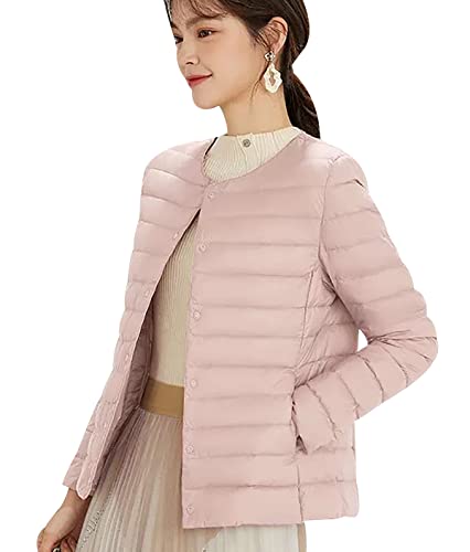 Leichte Daunenjacke Damen Puffer Jacke Damen Daunenmantel Lightweight Steppjacke Damen Leicht Packable Down Jacket Women Federleichte Ultraleichte Daunenjacke Frauen Jacke Daunen Oversize Rosa 4XL von HAXNOHEY