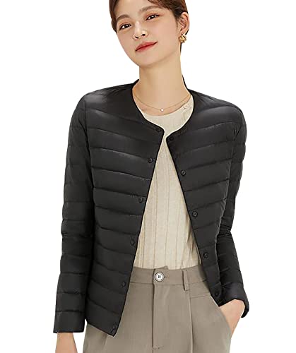 Leichte Daunenjacke Damen Puffer Jacke Damen Daunenmantel Lightweight Steppjacke Damen Leicht Packable Down Jacket Women Federleichte Ultraleichte Daunenjacke Frauen Jacke Daunen Oversize Schwarz L von HAXNOHEY