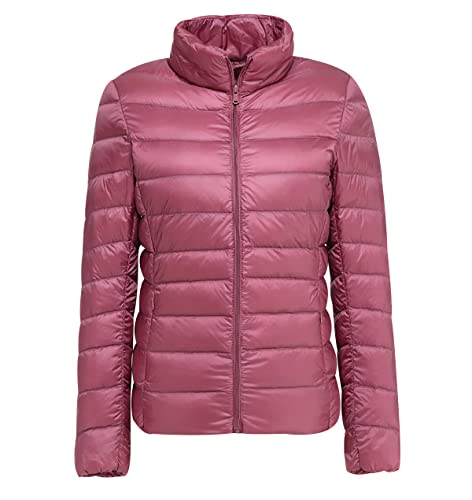 Leichte Daunenjacke Damen Puffer Jacke Damen Daunenmantel Lightweight Steppjacke Damen Leicht Puffer Mantel Damen Down Jacket Women Federleichte Daunenjacke Frauen Dünne Jacke Daunen Oversize Rosa 3XL von HAXNOHEY