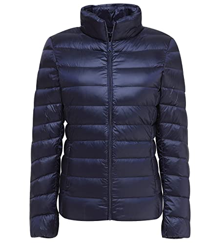 Leichte Daunenjacke Damen Puffer Jacke Damen Daunenmantel Lightweight Steppjacke Damen Leicht Puffer Mantel Damen Down Jacket Women Federleichte Daunenjacke Frauen Jacke Daunen Oversize Marine XL von HAXNOHEY