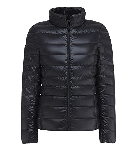 Leichte Daunenjacke Damen Puffer Jacke Damen Daunenmantel Lightweight Steppjacke Damen Leicht Puffer Mantel Damen Down Jacket Women Federleichte Daunenjacke Frauen Jacke Daunen Oversize Schwarz 3XL von HAXNOHEY