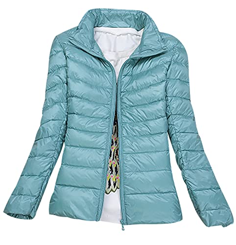 Leichte Daunenjacke Damen Puffer Jacke Damen Leichter Daunenmantel Lightweight Steppjacke Damen Leicht Packable Down Jacket Women Federleichte Daunenjacke Frauen Dünne Jacke Daunen Oversize Grün 4XL von HAXNOHEY