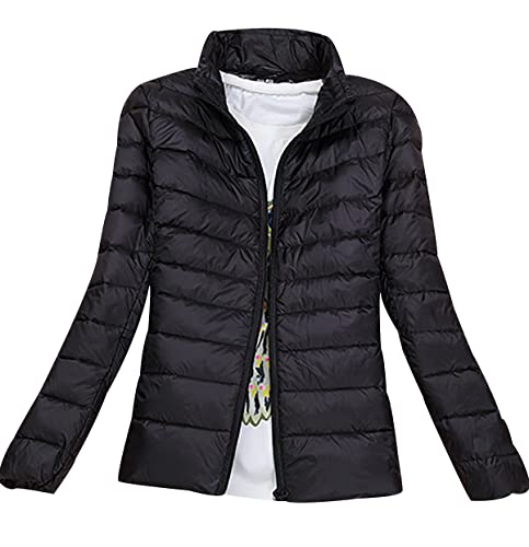 Leichte Daunenjacke Damen Puffer Jacke Damen Leichter Daunenmantel Lightweight Steppjacke Damen Leicht Packable Down Jacket Women Federleichte Daunenjacke Frauen Dünne Jacke Daunen Oversize Schwarz M von HAXNOHEY