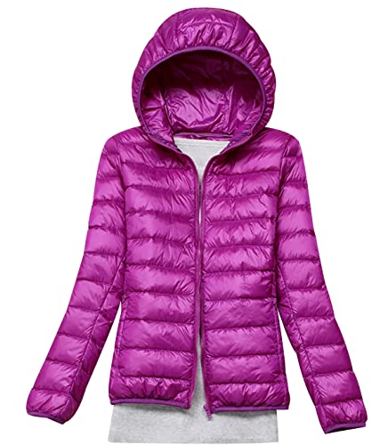 Leichte Daunenjacke Damen Puffer Jacke Damen Leichter Daunenmantel Steppjacke Damen Leicht Down Jacket Women Federleichte Ultraleichte Kapuzen Daunenjacke Frauen Dünne Jacke Daunen Oversize Violett M von HAXNOHEY