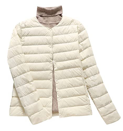 Leichte Daunenjacke Damen Puffer Jacke Damen Leichter Daunenmantel Steppjacke Damen Leicht Puffer Mantel Damen Down Jacket Women Federleichte Ultraleichte Daunenjacke Frauen Dünne Jacke Daunen Weiß M von HAXNOHEY